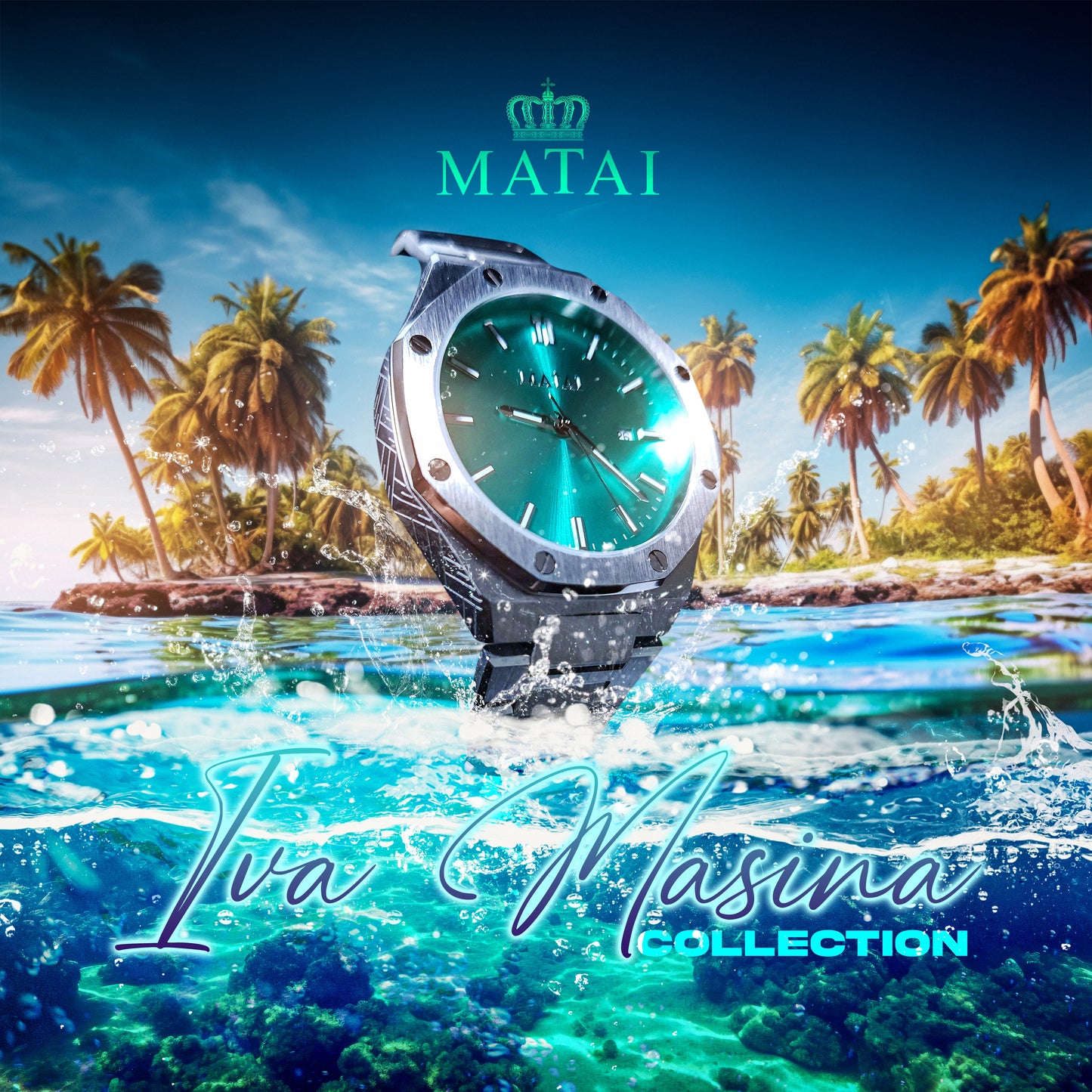 Matai - Iva Masina Collection Silver / Turquoise Watch