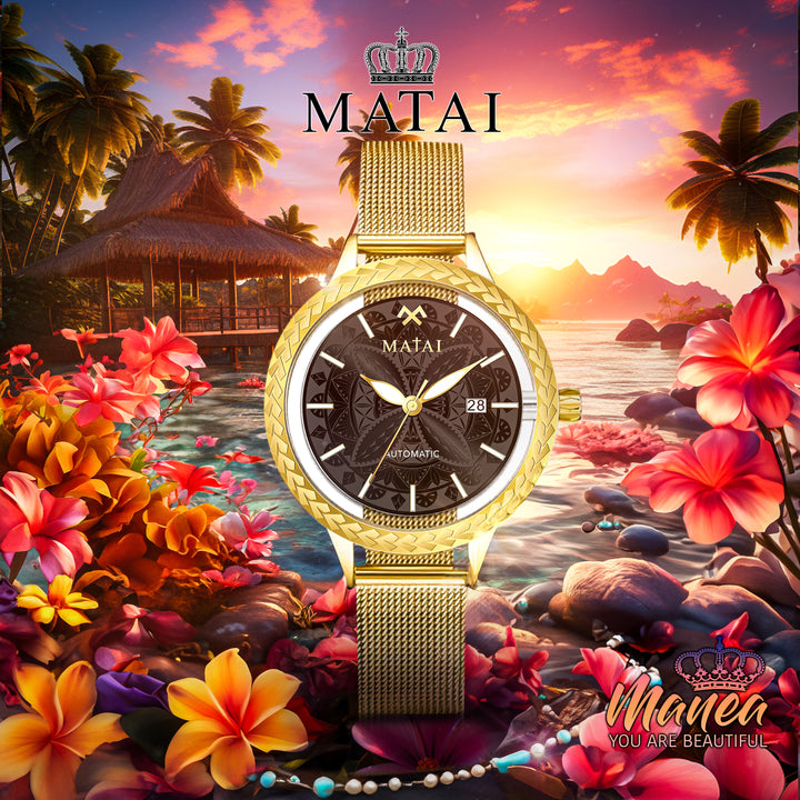 MATAI - Manea Women's Automatic | Gold Case | Black