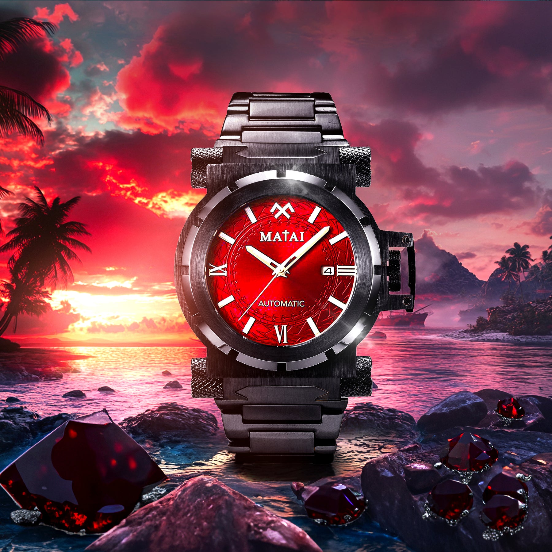 MATAI Genesis G4 SX One Automatic Black Case & Strap, Red Dial WATCH MATAI Genesis G4 SX One Automatic Black Case & Strap, Red Dial WATCH