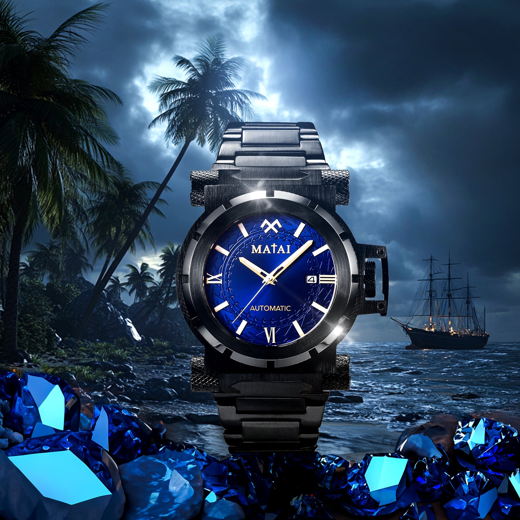 MATAI Genesis G4 SX One Automatic Black Case & Strap, Blue Dial WATCH MATAI Genesis G4 SX One Automatic Black Case & Strap, Blue Dial WATCH